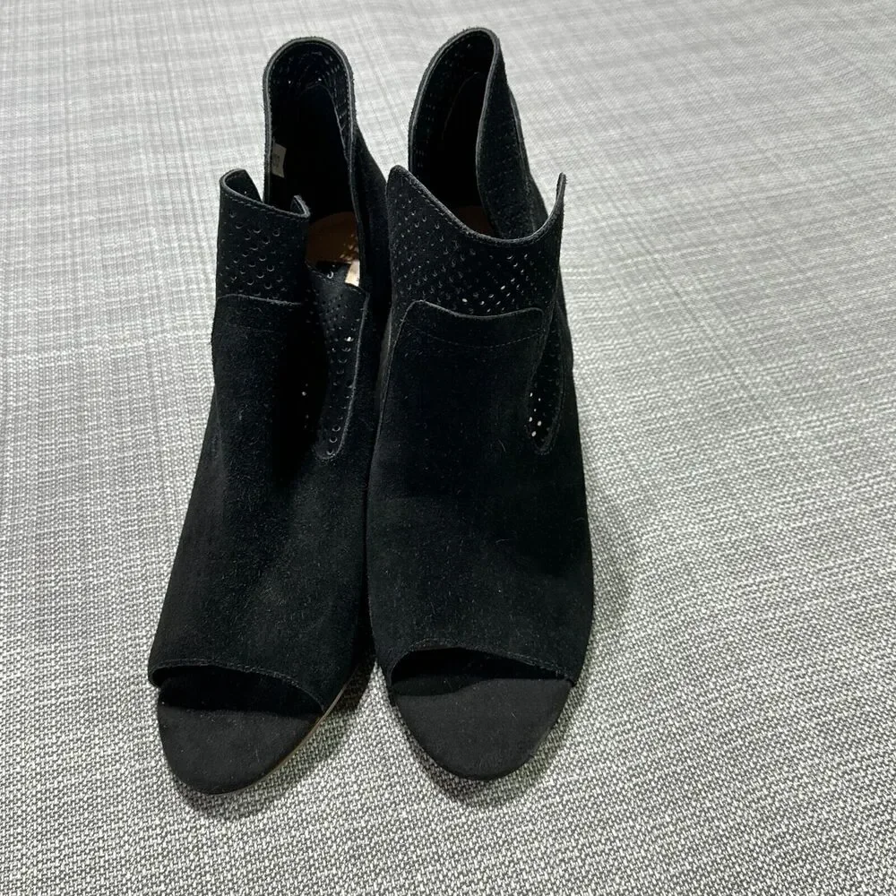 Steven by Steve Madden Womens Boots 10 Black Suede Peep‎ Toe Slip On Cut Outs